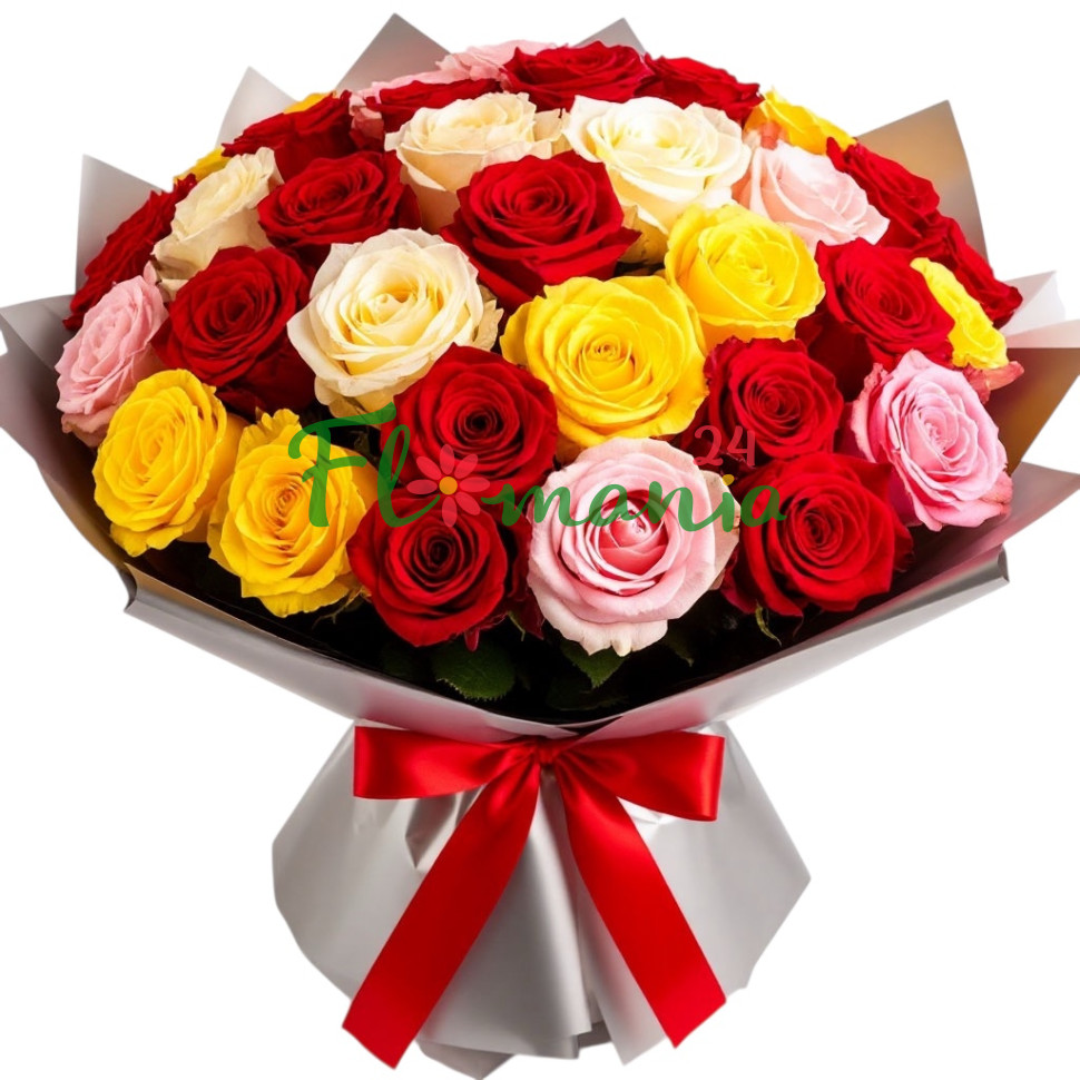 Букет из разноцветных роз